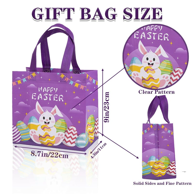 Jaywayang 4Pcs Happy Easter Gift Bags, Easter Non-woven Bags with Handle, Reusable Goodie Bags for Kids, Rabbit Bunny Treat Bags, Party Supplies. - Image 2