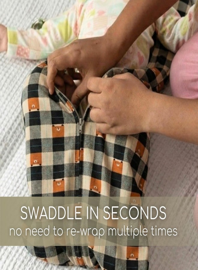 Cocoon Care 0.5 TOG Knitted Bamboo Cotton Arms Up Swaddle Sleeping Pod for Baby | Sleep Sack | Sleeping Bag for New Born Baby | 1-3 M | Blackchecks - Image 5