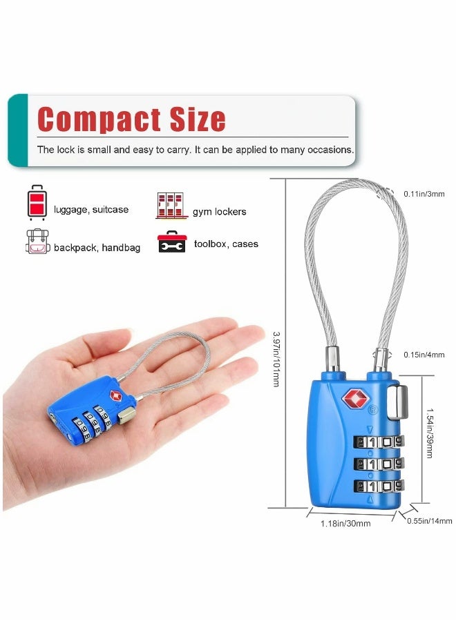 Luggage Padlocks TSA Approved Customs Lock Mini Luggage Padlock Flexible Cable Travel Coded Suitcase Lock Small Gym Locker Padlock with 3 Digit Combination - Image 5