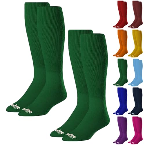 Rawlings Baseball/Softball Socks | 2 Pair | Large | Dark Green - Image 1