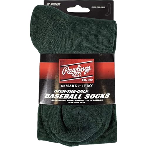Rawlings Baseball/Softball Socks | 2 Pair | Large | Dark Green - Image 3