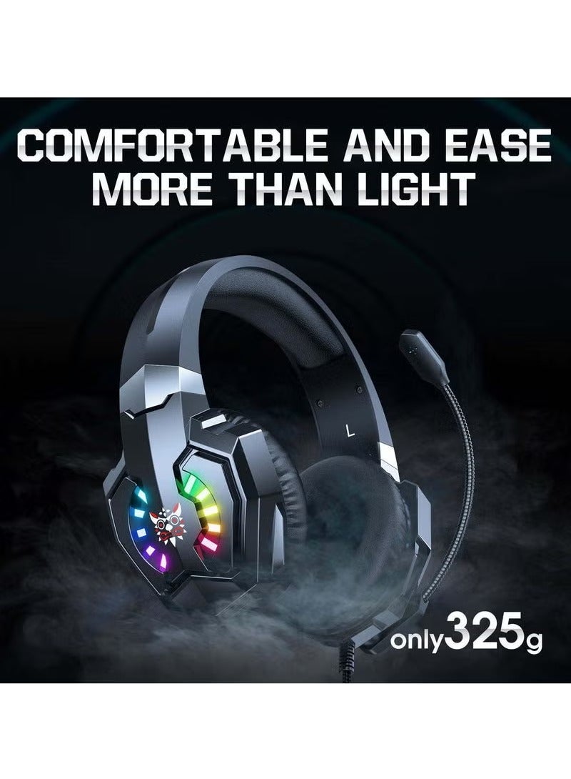 onikuma X32 RGB Gaming Earphones – Wired Noise-Cancelling Headphones with Immersive Sound, Built-In Mic, Comfortable Fit, Dynamic RGB Lighting, High-Performance for Mobile and PC Gaming  - Image 5