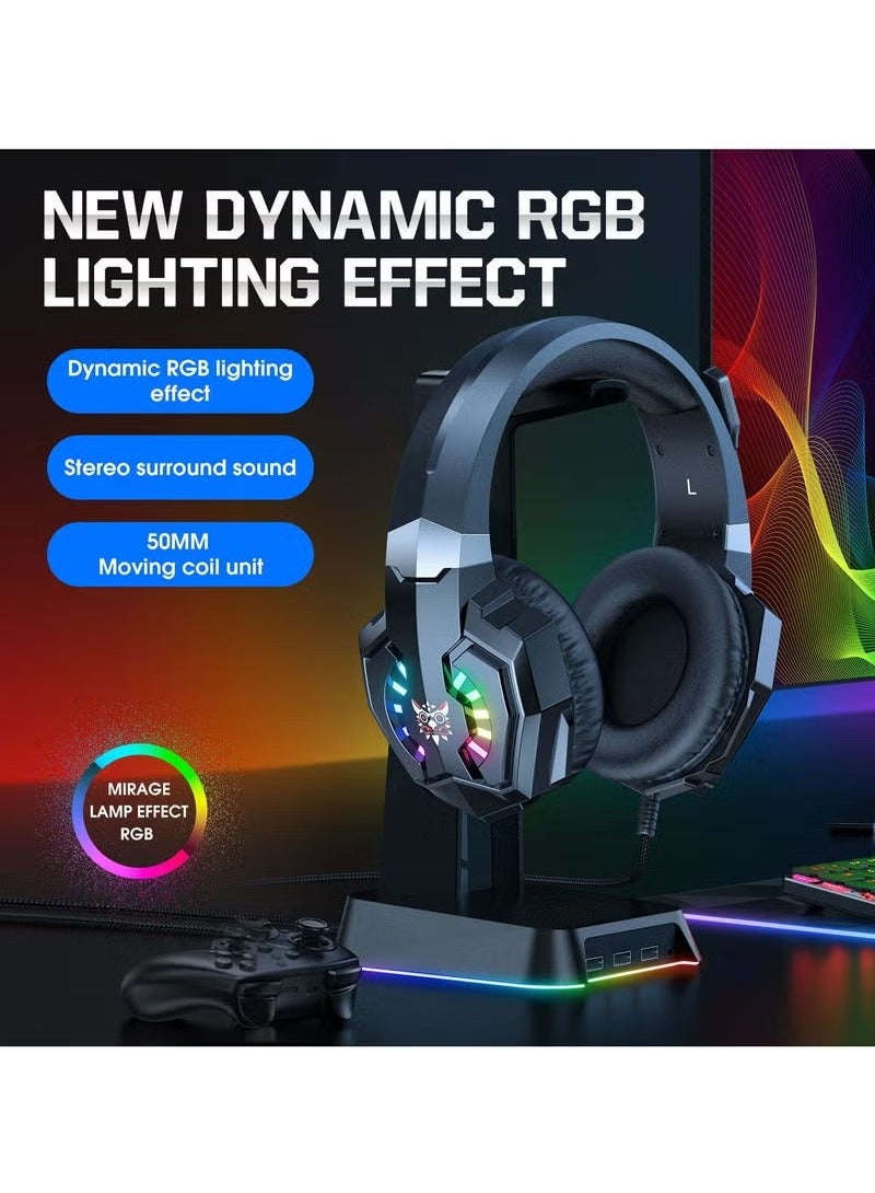 onikuma X32 RGB Gaming Earphones – Wired Noise-Cancelling Headphones with Immersive Sound, Built-In Mic, Comfortable Fit, Dynamic RGB Lighting, High-Performance for Mobile and PC Gaming  - Image 3