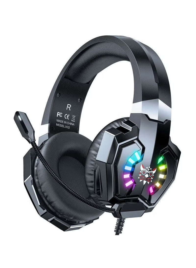 onikuma X32 RGB Gaming Earphones – Wired Noise-Cancelling Headphones with Immersive Sound, Built-In Mic, Comfortable Fit, Dynamic RGB Lighting, High-Performance for Mobile and PC Gaming  - Image 1