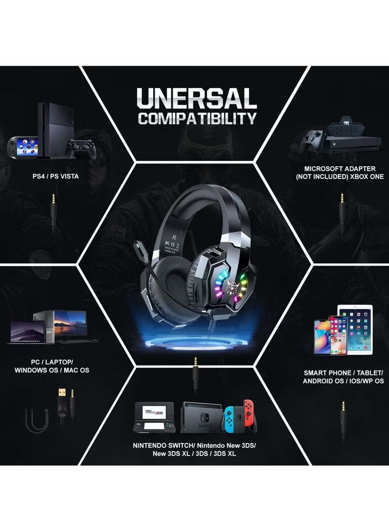 onikuma X32 RGB Gaming Earphones – Wired Noise-Cancelling Headphones with Immersive Sound, Built-In Mic, Comfortable Fit, Dynamic RGB Lighting, High-Performance for Mobile and PC Gaming  - Image 4