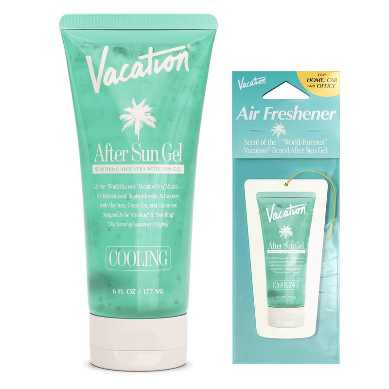 VACATION After Sun Gel & Air Freshener Bundle, Soothing Aloe Vera for Sunburn Relief, Hydrating & Cooling, Non-Sticky Aftersun Care, Alcohol Free, 6 Fl. Oz. - Image 1