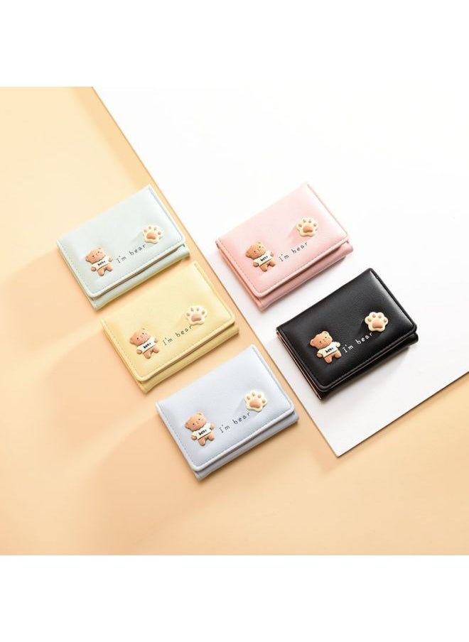 Generic - Korean Style Wen's Wallet Short Girl's Simple Student Multi-card Hand Bag Wallet Coin Purse Wholesale-Color:Brown Bear-blue - Image 1