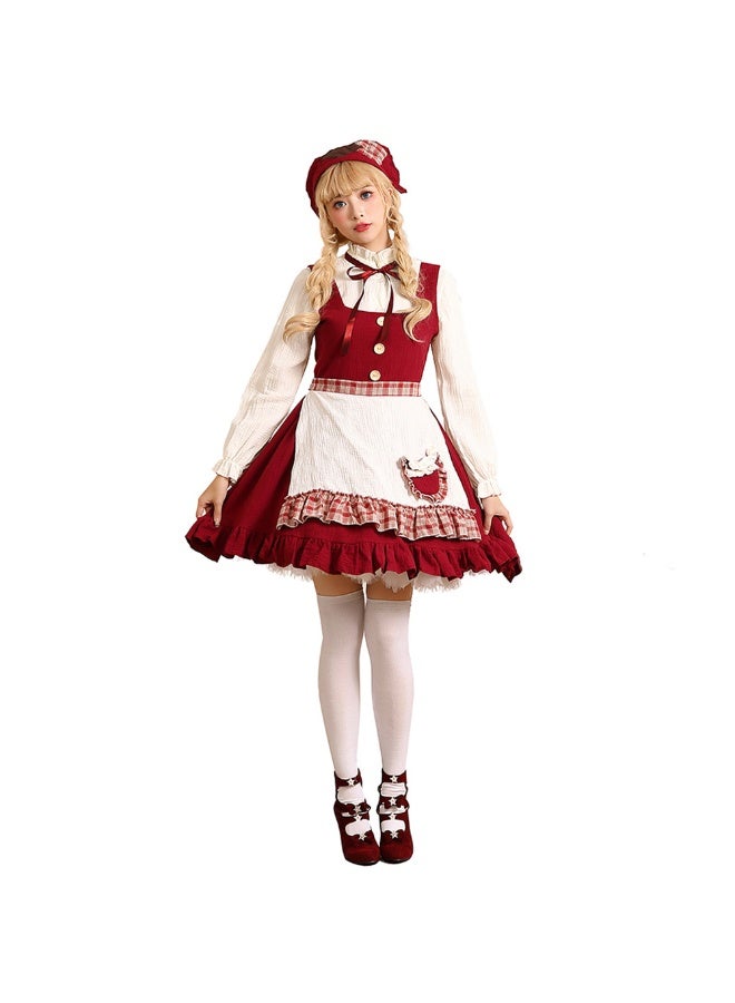 NIBEMINENT زي فتاة عود الثقاب الأحمر لمسرحية تظهر ملابس خادمة ريفية، شخص عادي وشخص فقير