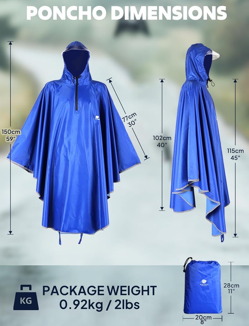 Anyoo Waterproof Rain Poncho Bike Bicycle Rain Capes Lightweight Compact Reusable for Adults - Image 2