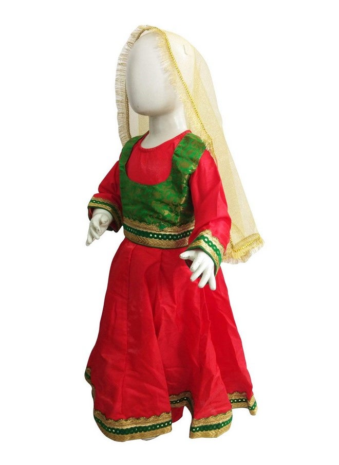 بوك ماي كوستيوم زي رقصة الكاثاك الهندية الكلاسيكية من BookMyCostume للبنات والسيدات | بدون مجوهرات، من عمر ١٤ إلى ١٦ عامًا/للبالغين  - Image 3