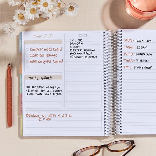 Erin Condren 7x9 Coiled Life Planner (January 2026 - December 2026) - Bouquet Wallpaper (blue) classic cover, hourly layout, Bouquet theme, platinum coil - Image 5