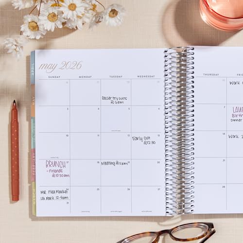 Erin Condren 7x9 Coiled Life Planner (January 2026 - December 2026) - Bouquet Wallpaper (blue) classic cover, hourly layout, Bouquet theme, platinum coil - Image 4