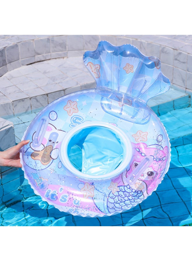 general Ins Mermaid Children's Seat Swimming Ring Cute Baby Inflatable Thickened Children's Swimming Ring-Inflated Inner Diameter:Blue Mermaid Shell And Cotton Pants With Bottom Handle And Seat Ring 【18- 20 - Image 1