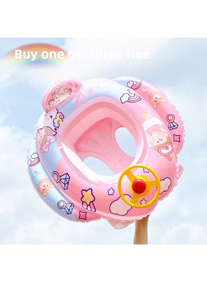 general Ins Mermaid Children's Seat Swimming Ring Cute Baby Inflatable Thickened Children's Swimming Ring-Inflated Inner Diameter:Blue Mermaid Shell And Cotton Pants With Bottom Handle And Seat Ring 【18- 20 - Image 3