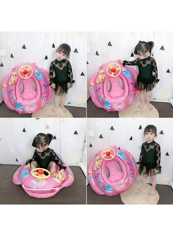 general Ins Mermaid Children's Seat Swimming Ring Cute Baby Inflatable Thickened Children's Swimming Ring-Inflated Inner Diameter:Blue Mermaid Shell And Cotton Pants With Bottom Handle And Seat Ring 【18- 20 - Image 5