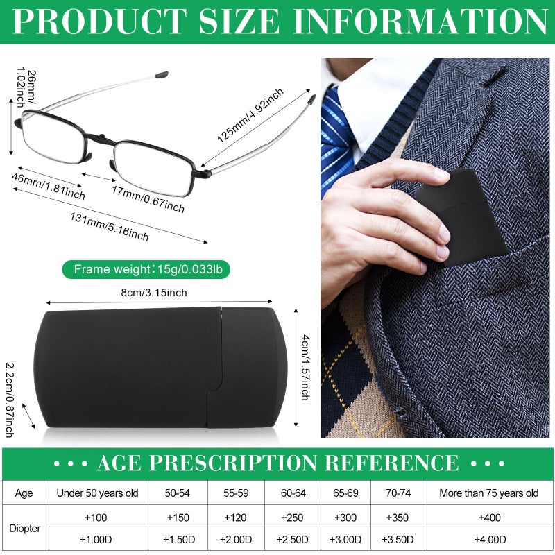 Coume 6 Pack Folding Reading Glasses Hard Cases Blue Light Blocking Men Women Foldable Computer Spring Hinge Readers(1.5x) - Image 2