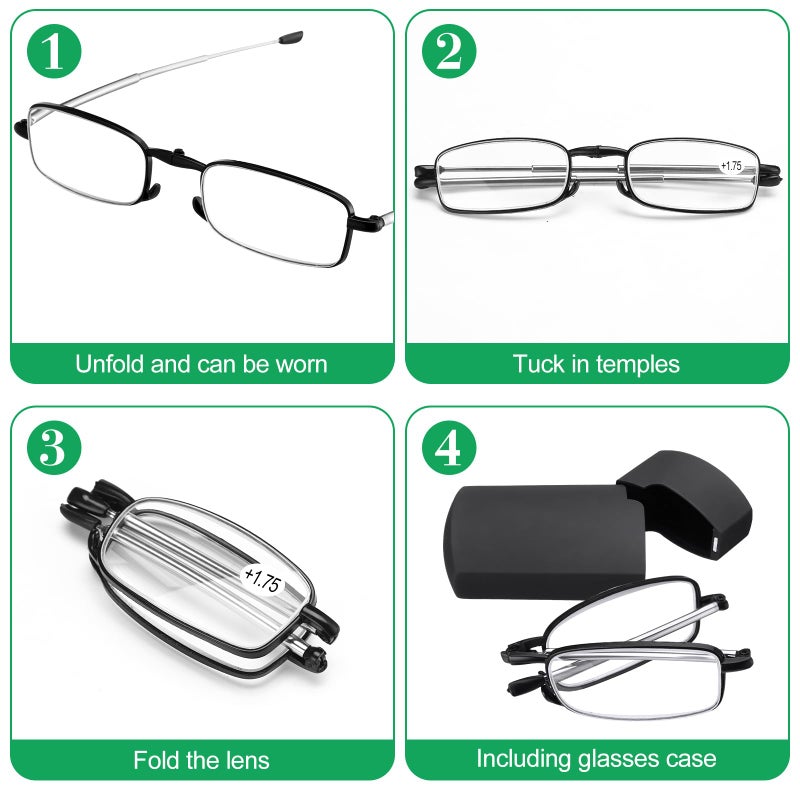 Coume 6 Pack Folding Reading Glasses Hard Cases Blue Light Blocking Men Women Foldable Computer Spring Hinge Readers(1.5x) - Image 4