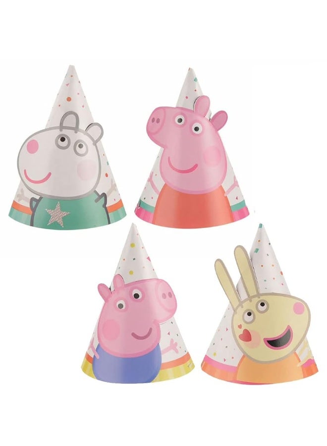 Amscan Adorable Multicolor Peppa Pig Confetti Party Mini Hats - 3.66" x 2" (Pack of 8 ) - Unique Design - Fun & Stylish Party Accessory - Perfect for Birthday Celebrations
