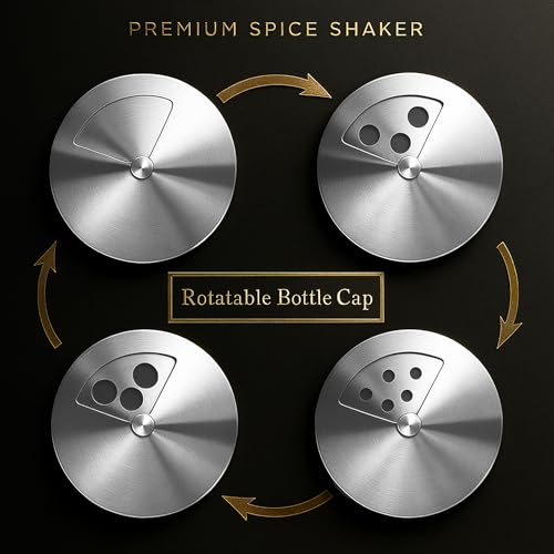 GOOHERA 4-Piece Salt and Pepper Shakers Set, 100mL (3.38oz) Each – Premium Stainless Steel Spice Dispensers with Adjustable Pour Holes – RED - Image 4