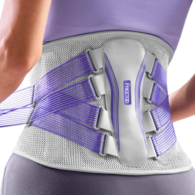 FREETOO Back Brace for Lower Back Pain Women with Bionic Support System, Adjustable Knitted Lumbar Support Belt, Breathable Mesh Design with Lumbar Pad,for Herniated Disc,Sciatica,Scoliosis Size S (Waist: 29.5"-33.5") - Image 1