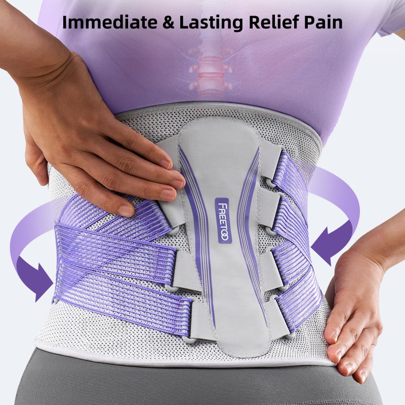 FREETOO Back Brace for Lower Back Pain Women with Bionic Support System, Adjustable Knitted Lumbar Support Belt, Breathable Mesh Design with Lumbar Pad,for Herniated Disc,Sciatica,Scoliosis Size S (Waist: 29.5"-33.5") - Image 3