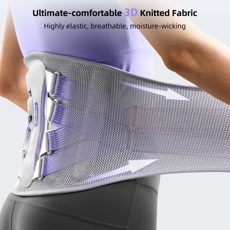 FREETOO Back Brace for Lower Back Pain Women with Bionic Support System, Adjustable Knitted Lumbar Support Belt, Breathable Mesh Design with Lumbar Pad,for Herniated Disc,Sciatica,Scoliosis Size S (Waist: 29.5"-33.5") - Image 4