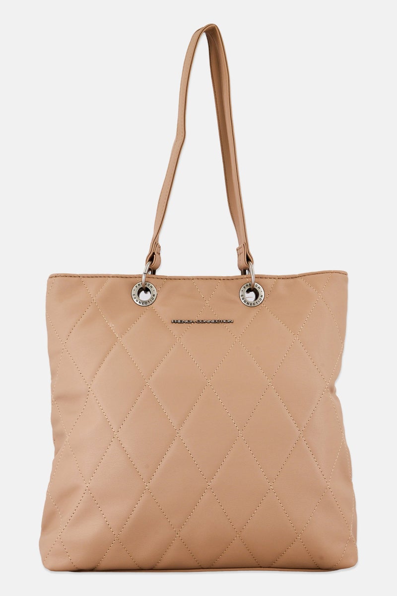 French Connection Women Orel Quilted Slim Tote Bag, Oak Milk - Image 1