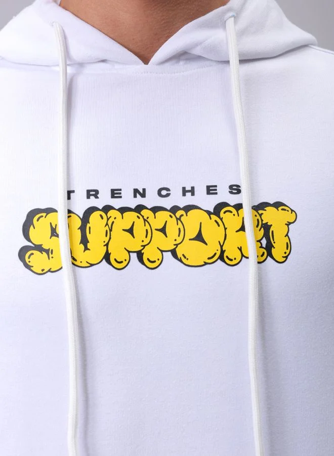 شركة المرآب الهندية Men Regular Fit Placement Print Overhead Hooded Sweatshirt