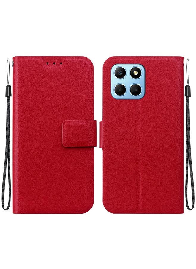 Zaboon - For Honor X8 5G Ultra-thin Voltage Magnetic Buckle Leather Phone Case(Red) - Image 1