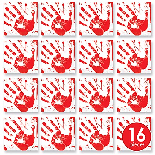 Beistle Bloody Handprints Luncheon Napkins, One Size, Red/White - Image 2