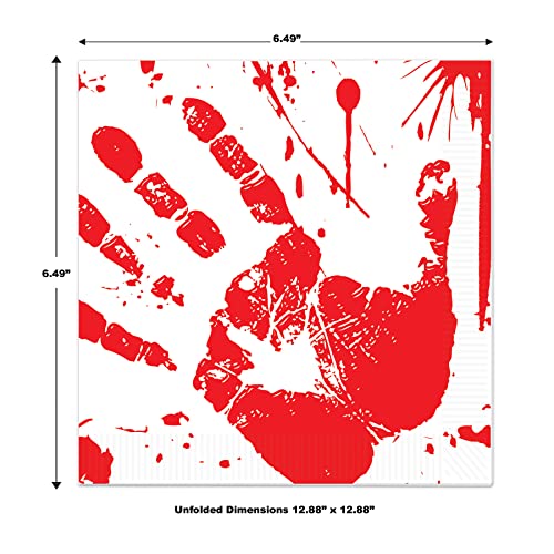 Beistle Bloody Handprints Luncheon Napkins, One Size, Red/White - Image 3