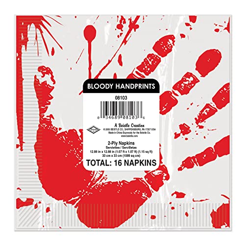 Beistle Bloody Handprints Luncheon Napkins, One Size, Red/White - Image 5