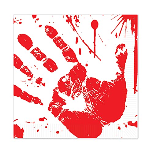 Beistle Bloody Handprints Luncheon Napkins, One Size, Red/White - Image 4