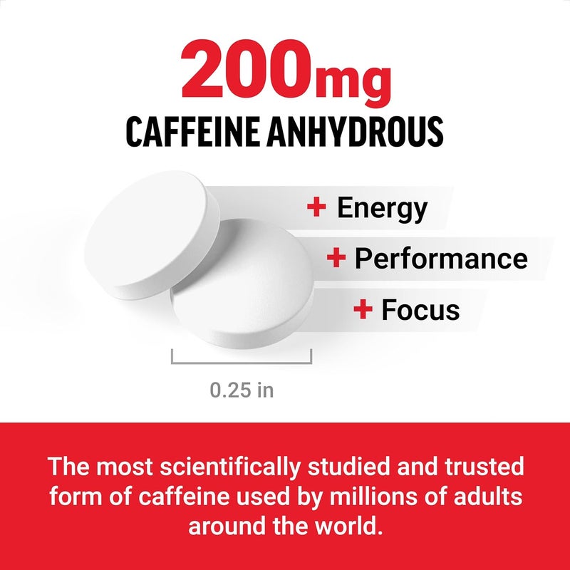 Force Factor Caffeine Pills 200mg Boost Energy Focus Strength and Performance Premium Quality Tablets Energy Support Supplement 100 Tablets - Image 2