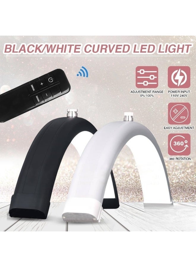 Original LED half-moon design floor lamp with phone holder and remote - curved black - Image 5