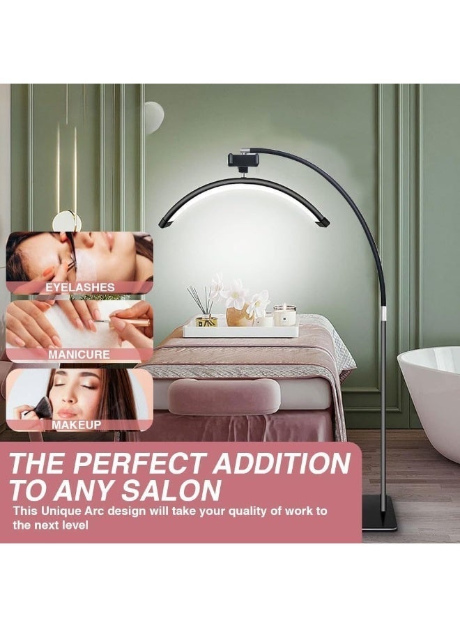 Original LED half-moon design floor lamp with phone holder and remote - curved black - Image 4