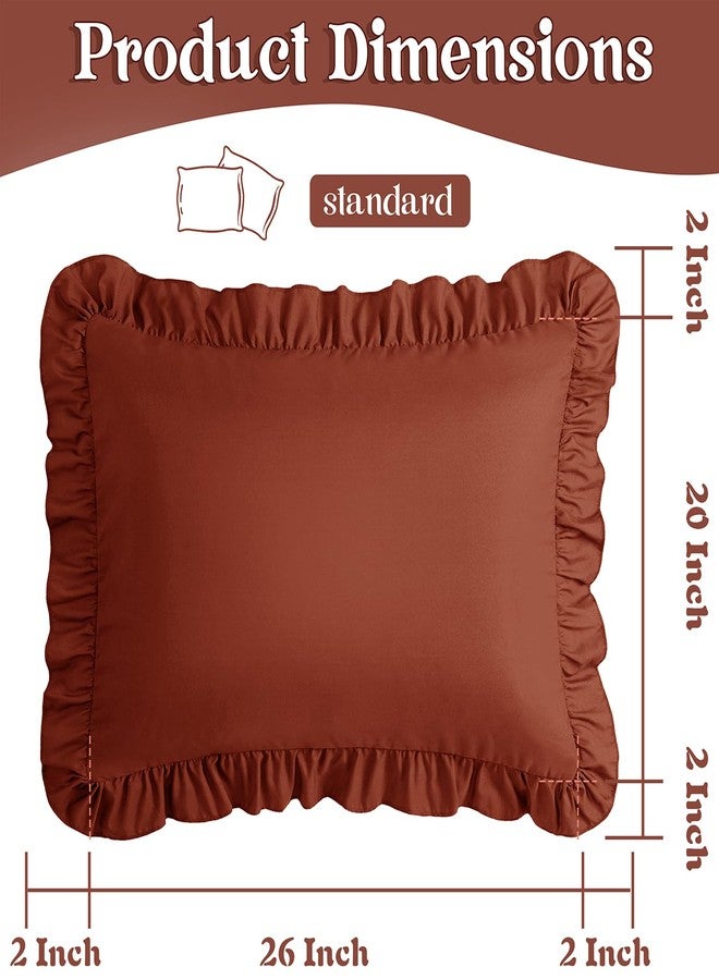 KKJIAF Ruffle Pillow Cases Standard Size Set of 2, Ruffled Pillow Covers with Envelope Closure, Wrinkle Resistant Ruffled Pillow Shams 20" x 26", Dusty Orange - Image 3