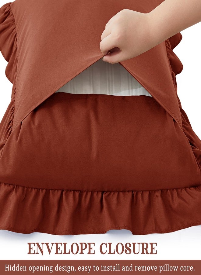KKJIAF Ruffle Pillow Cases Standard Size Set of 2, Ruffled Pillow Covers with Envelope Closure, Wrinkle Resistant Ruffled Pillow Shams 20" x 26", Dusty Orange - Image 5