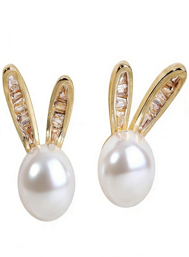 JSLOVFLO Easter Rabbit Pearl Earrings Dainty Studs Bunny Cute Animal Jewelry (Rabbit 2) - Image 1
