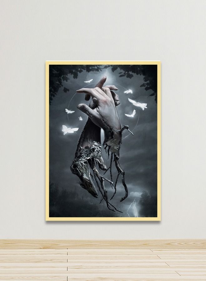 ماركتنا لوحة جدارية قماشية فنية لتزيين الحائط بتصميم عصري مع برواز ذهبي مجوف مقاس 120x80سم قطعة واحدة - Image 1