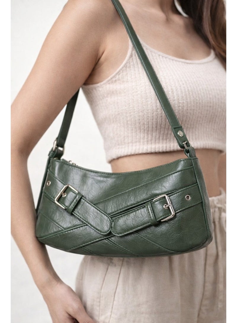 LIFESTYLISH Shoulder Bag Leather With a distinctive design ZC-11 - Dark Green - Image 1