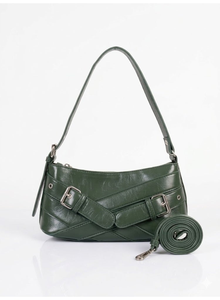 LIFESTYLISH Shoulder Bag Leather With a distinctive design ZC-11 - Dark Green - Image 3