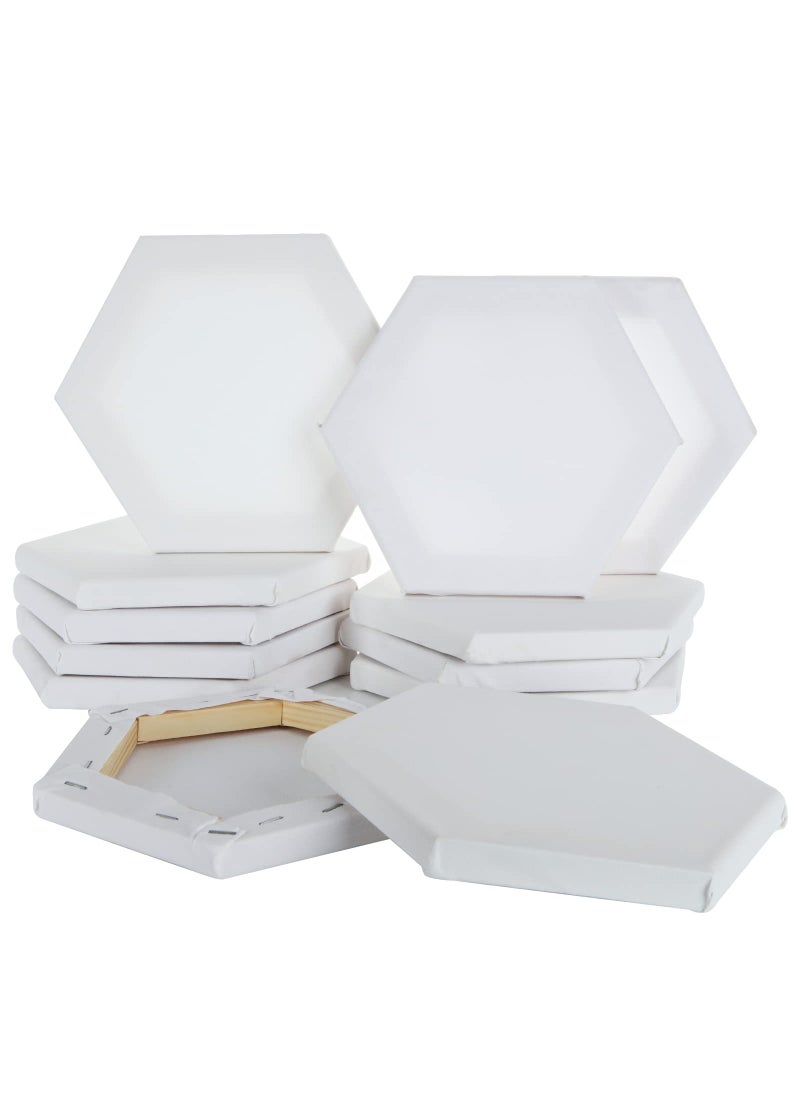 FVIEXE FVIEXE 12PCS Hexagon Canvases for Painting 4 Inch Small Art Paint Canvas Boards Stretched Canvases for Oil Painting Acrylic Pouring White Artist Canvas Panels Art Supplies Kit 