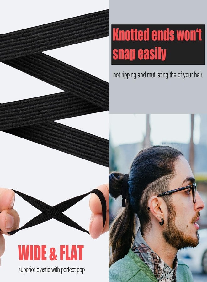 EasYoung 10-Pcs Knotted Wide Hair Ties for Men with Long, Curly, Thick or Dense Hair - Elastic No-Crease Coils for Buns - Image 3