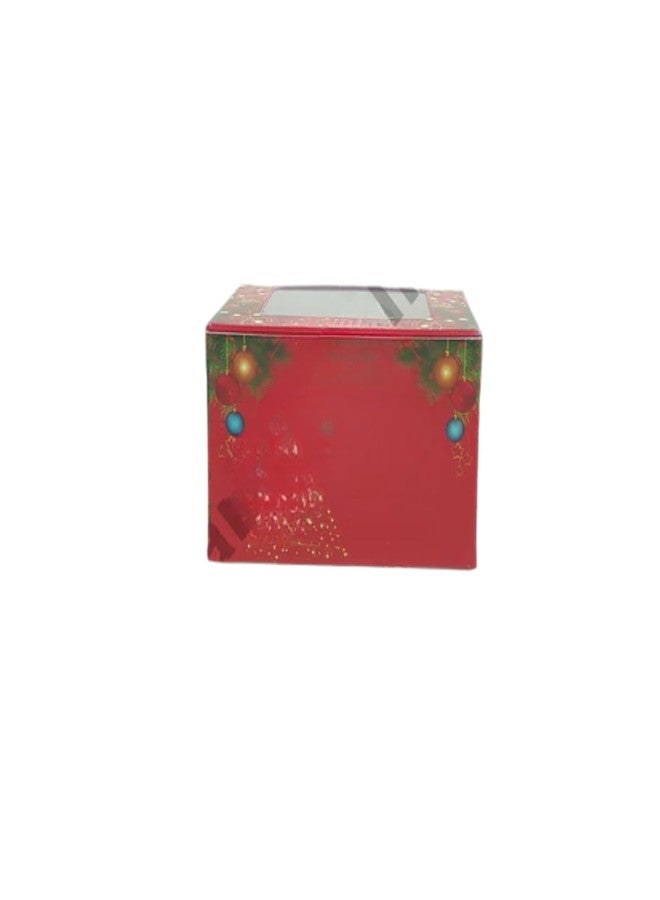 CAKE DECOR Red color Christmas design 1 Cavity Brownie Boxes with Clear Window | Brownie Carriers - 10 Pcs Pack - Image 4