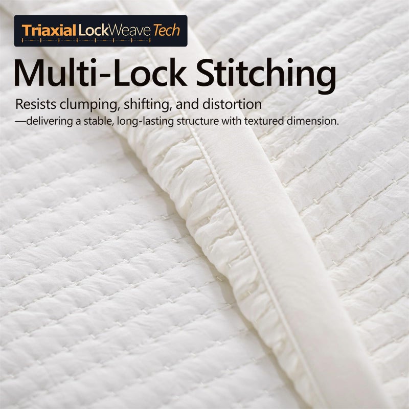 DAWNDIOR Max Oversized California King Quilt Set â€“ 112"x106"Soft Washed Lightweight Bedspread,Multi-Lock Quilting,Minimalist Nordic Bedding, Spring & Summer Quilt Set (1 Quilt + 2 Pillow Shams), Cream White - Image 4