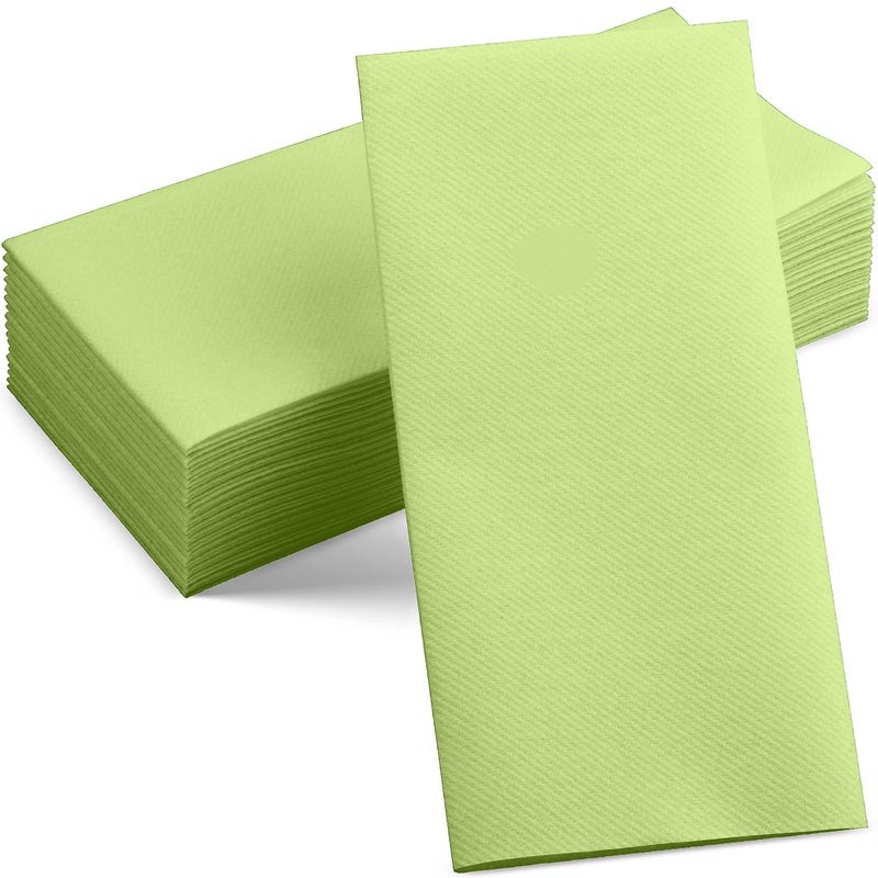 Servietto Disposable Linen-Feel Light Green Napkins  12"" x 17"" Cloth-Like Paper Dinner Napkins For Wedding  Bathroom  Party Or Event  50 Pack - Image 1