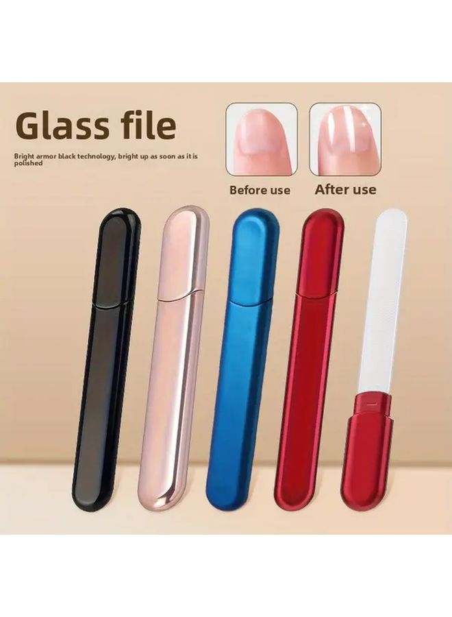 مبرد أظافر نانو مزدوج الجوانب لتلميع الأظافر أسود كول بحبيبات كوارتز ناعمة بيضاوي الشكل متين من مادة ABS - Image 1