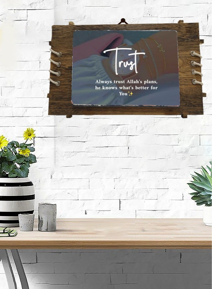 Service Zone Protective Printed White Rectangle Shape Marble Photo Frame for Table Top Always Trust Allahs Plan He Know Whats Better For You  - Image 2