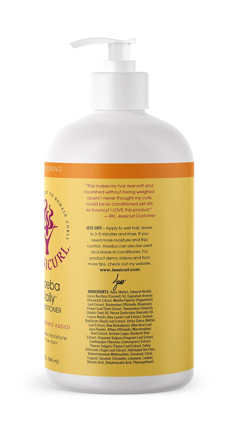 Jessicurl Aloeba Daily Conditioner for Curly Hair, No Fragrance Added, 32 Fl Oz Leave In Conditioner and Detangler for Fine Hair - Image 4